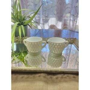 Vintage Fenton Hobnail Creamer & Sugar Bowl, Milk Glass Individual Size